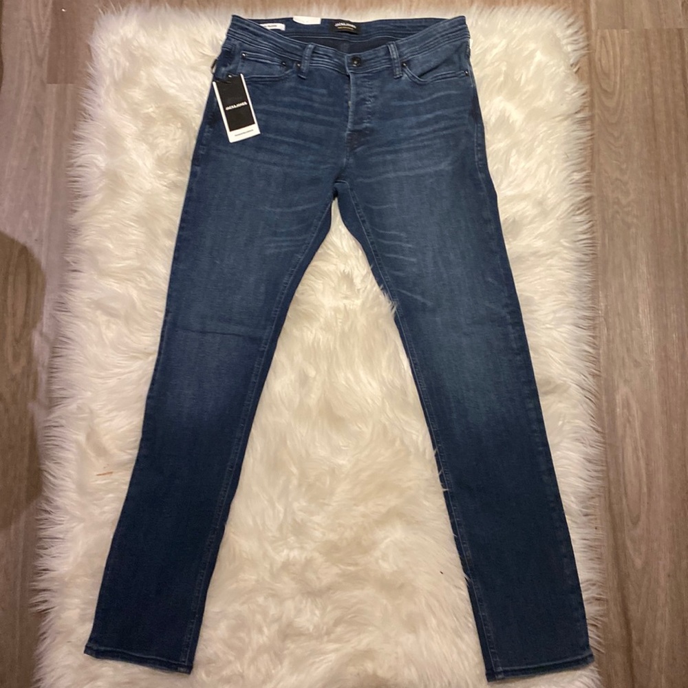 Jack & Jones Denim Men’s Blue Jeans Skinny Glenn Waist Size 32  Leg 32 NWT
